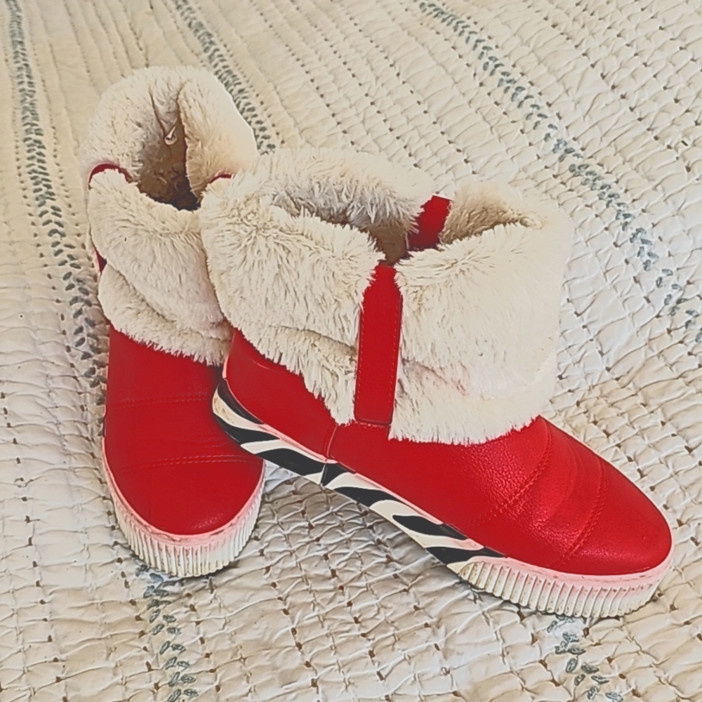 ROR OAT booties  size  39 red  with zebra accents